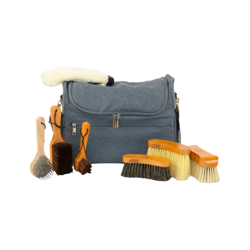 Grooming Deluxe - Set Grooming bag de pansage  gris + brosses | - Ohlala