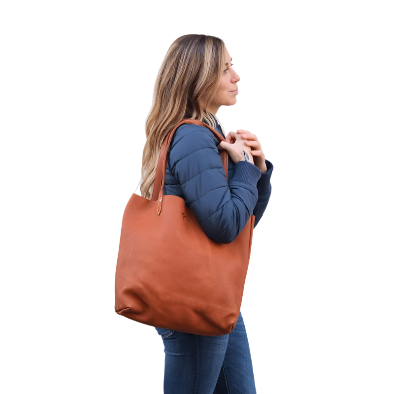 Pénélope - Sac à main cognac | - Ohlala