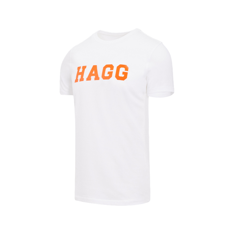 Hagg - T-shirt manches courtes homme blanc/ orange | - Ohlala