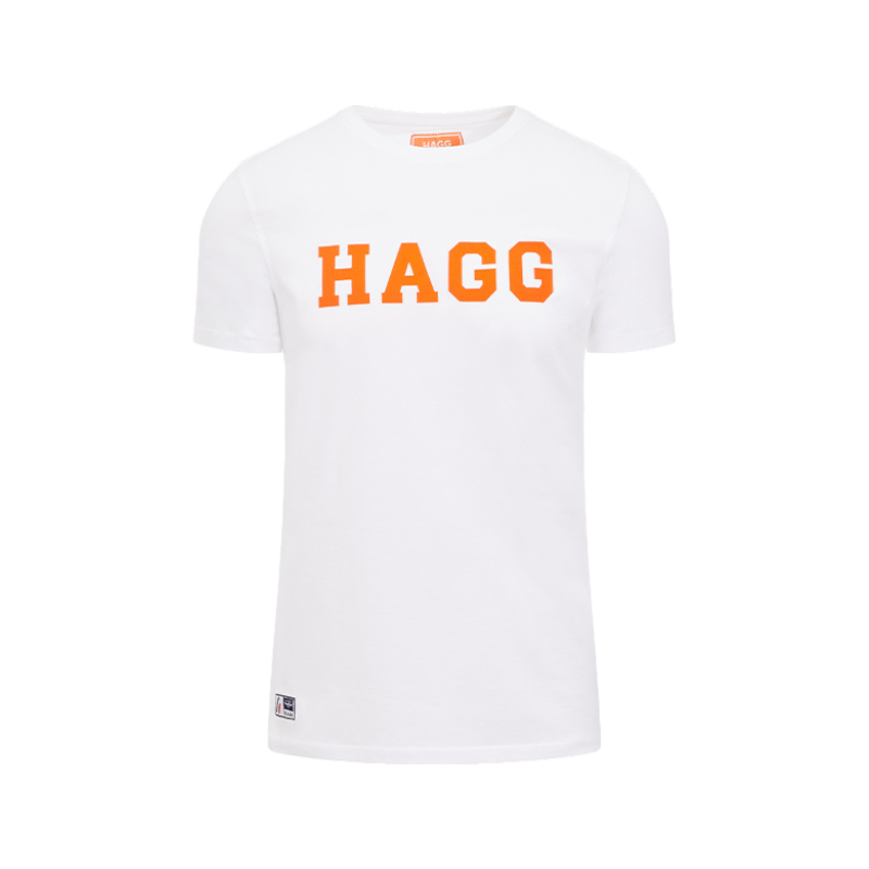 Hagg - T-shirt manches courtes homme blanc/ orange | - Ohlala