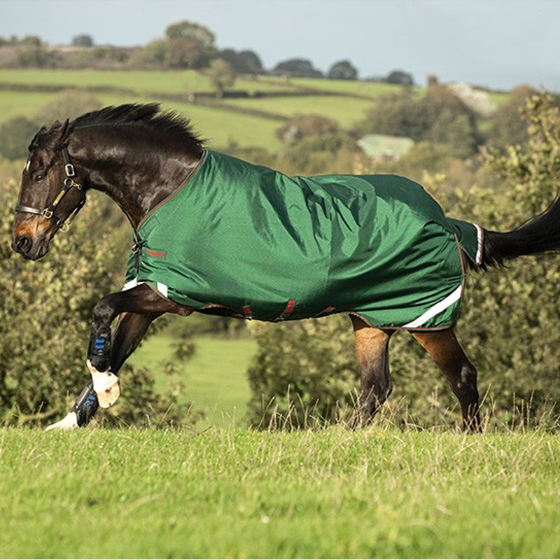 Horseware - Couverture d'extérieur Rambo Original Legs Arches vert/ rouge 100g | - Ohlala