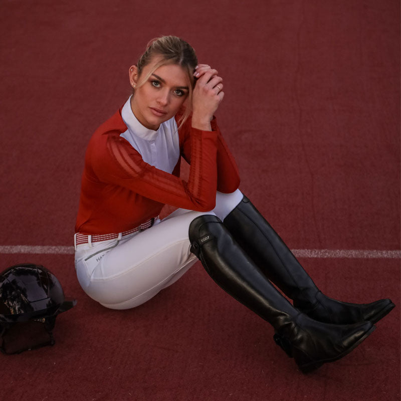 Harcour - Polo de concours manches longues femme Pannie terracotta | - Ohlala