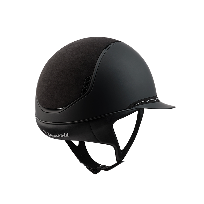 Samshield - Casque d'équitation Miss Shield 2.0 Shadowmatt noir Alcantara Flower Swaroski noir | - Ohlala