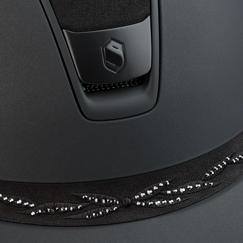 Samshield - Casque d'équitation Miss Shield 2.0 Shadowmatt noir Alcantara Flower Swaroski noir | - Ohlala