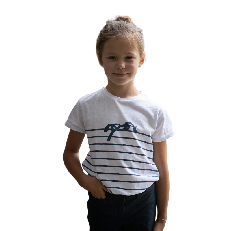 Eden by Pénélope - T-shirt Harlem enfant blanc/ lurex marine | - Ohlala