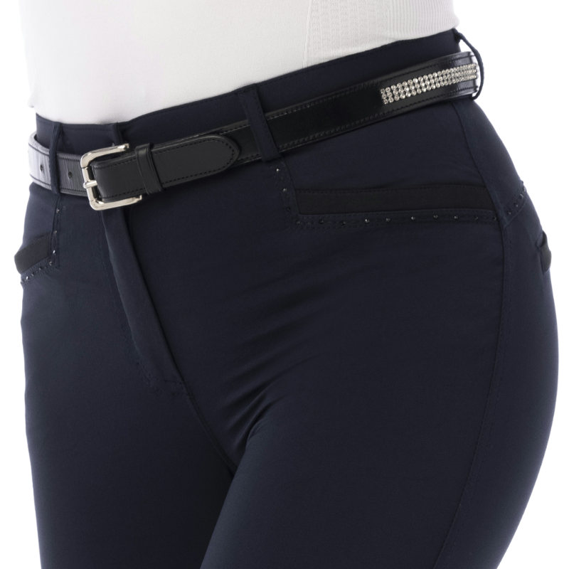 Equithème - Pantalon d'équitation enfant Safir marine/ noir | - Ohlala