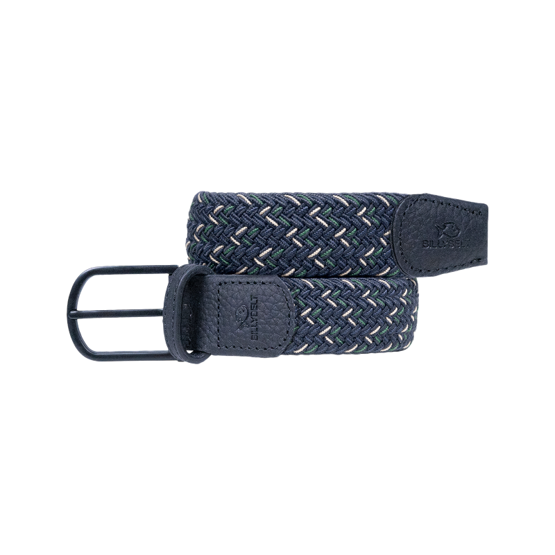 Billybelt - Ceinture tressée Knokke marine/ blanc/ vert