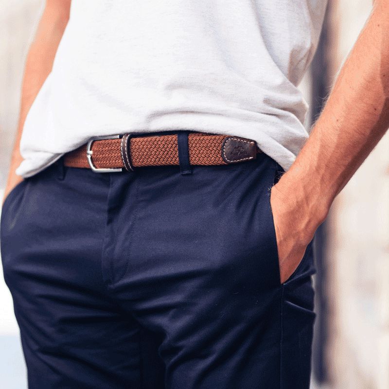 Billybelt - Ceinture tressée élastique Marron camel | - Ohlala