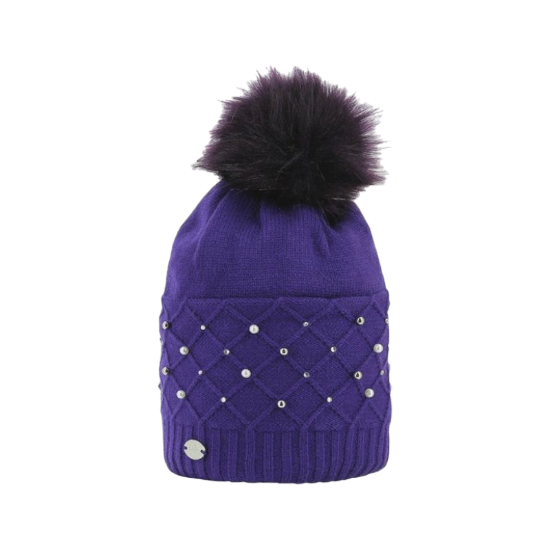 Equithème - Beta purple pompom hat