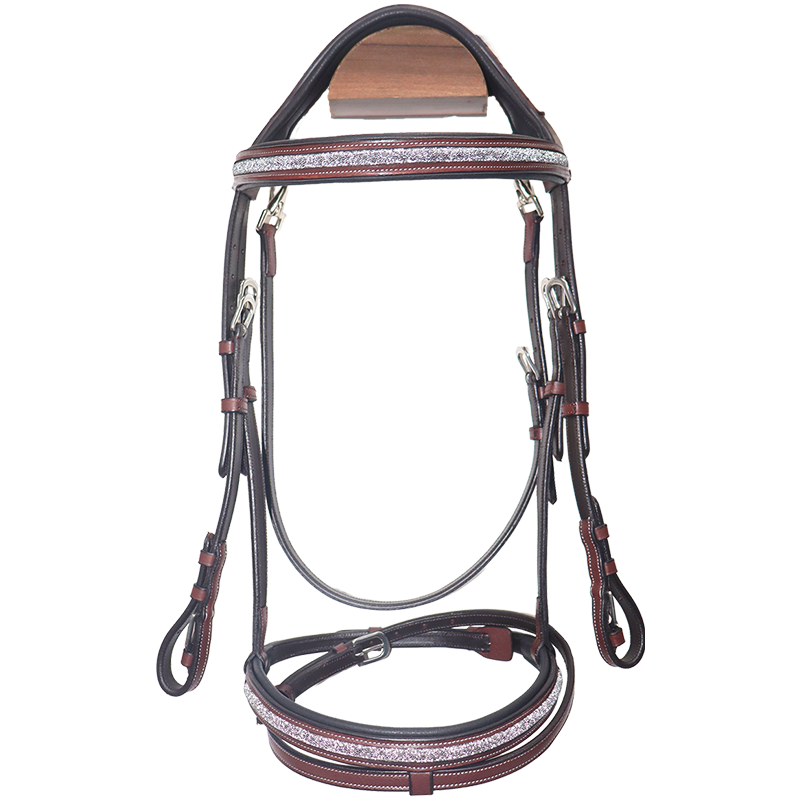 Canter - Bridon muserolle croisée Mylord marron/ argent