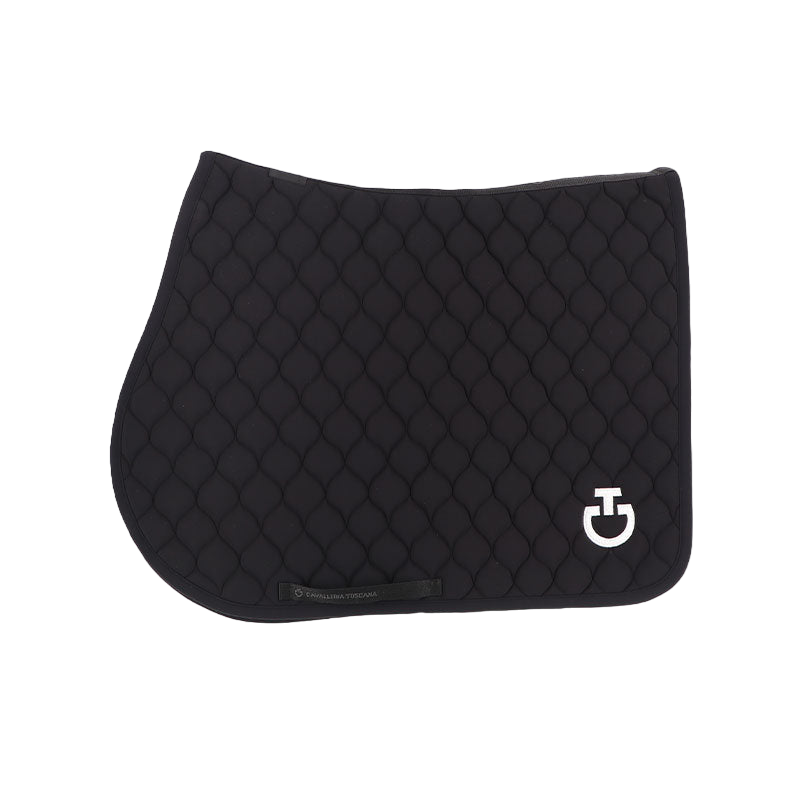 Cavalleria Toscana - Tapis de selle Circular Quilted Jersey noir et logo blanc | - Ohlala