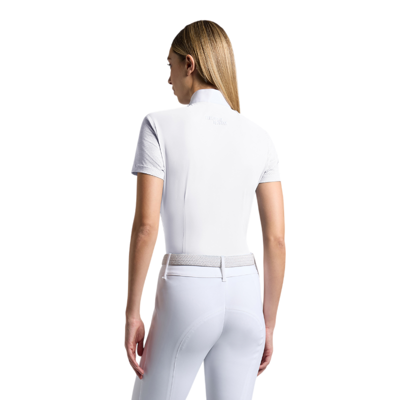 Cavalleria Toscana - Dames wedstrijd polo met korte mouwen Perforated Jersey Inserts wit 