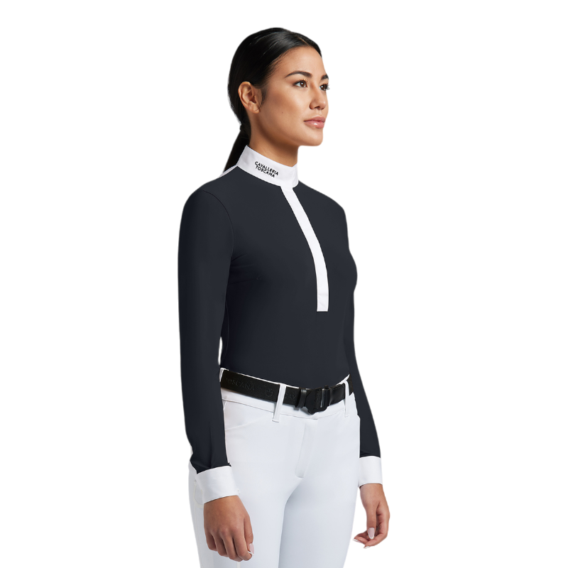 Cavalleria Toscana - Polo de concours manches longues femme CT Jersey marine