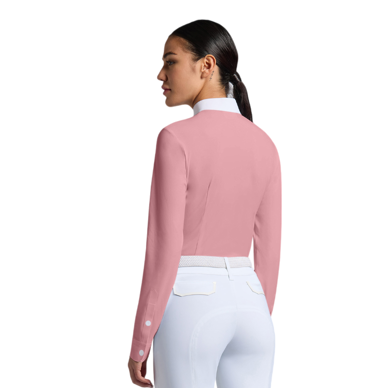 Cavalleria Toscana - Polo de concours manches longues femme Heat Sealed Perforated candy pink