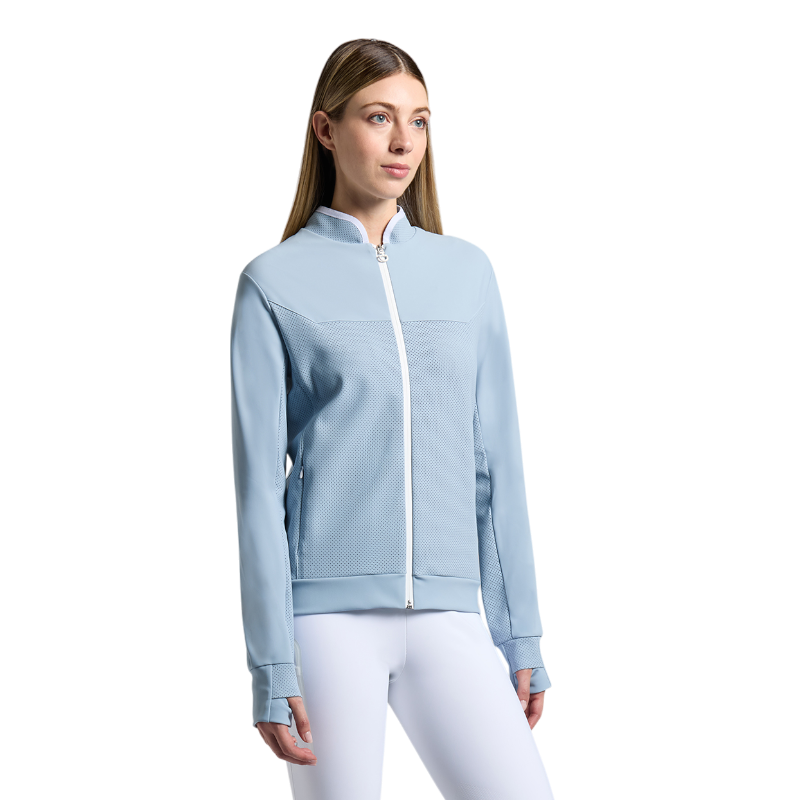 Cavalleria Toscana - Langarm Sweatshirt für Damen Crew Neck Tech himmelblau 