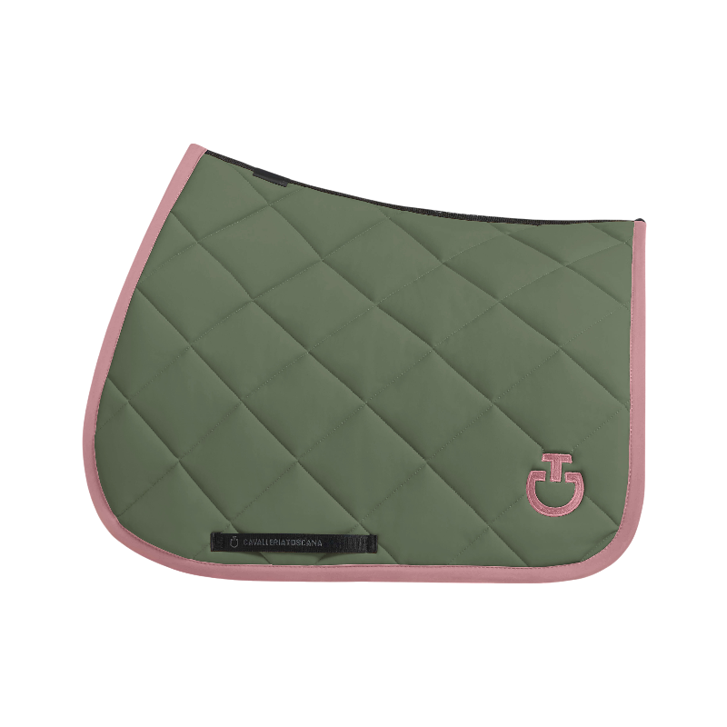 Cavalleria Toscana - Tapis de selle Diamond Quilted Jersey forest green/ candy pink