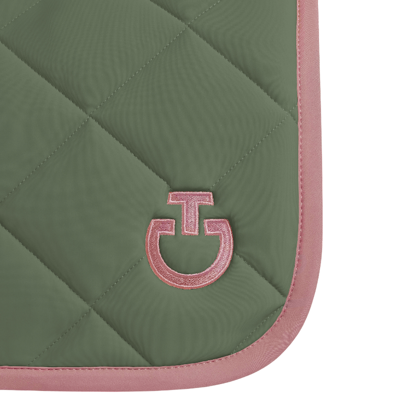 Cavalleria Toscana - Tapis de selle Diamond Quilted Jersey forest green/ candy pink