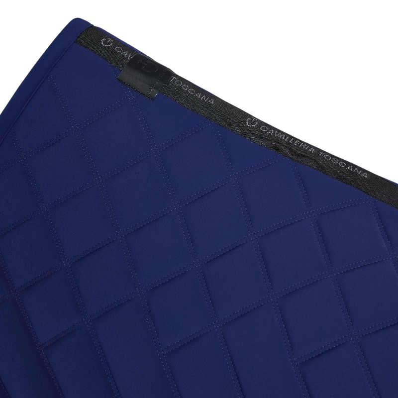 Cavalleria Toscana - Zadelpad Diamonds and Lines Gequilt in middernachtblauw/geel 