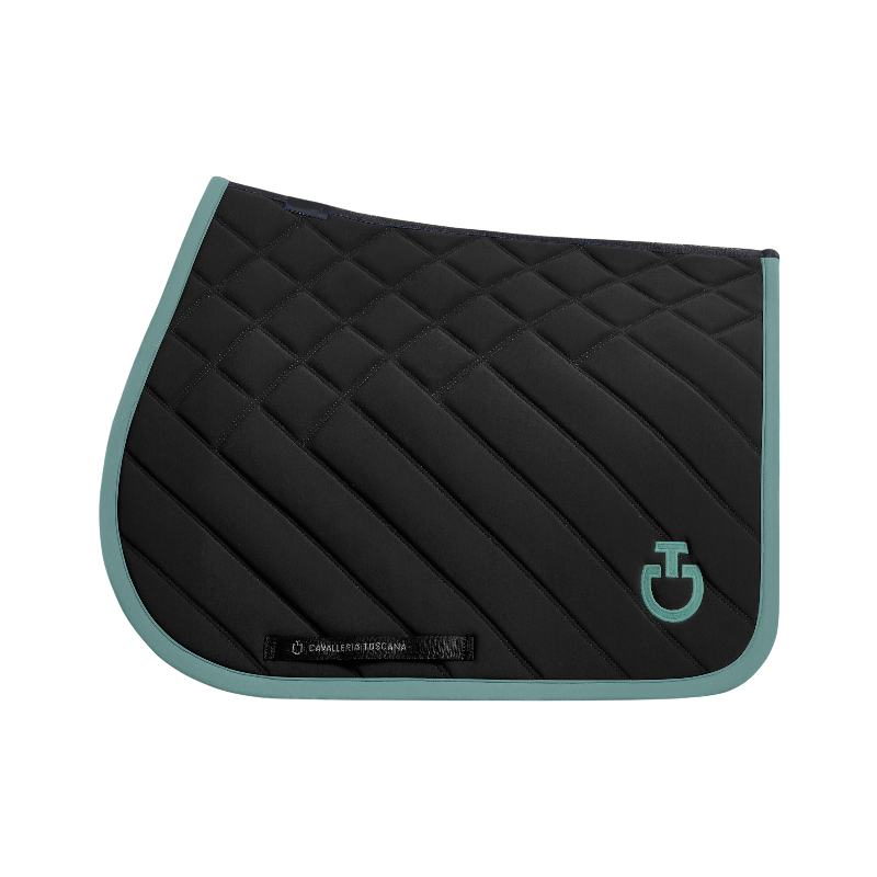 Cavalleria Toscana - Zadelpad Diamonds and Lines Gequilt zwart/ mint 