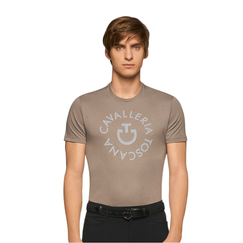 Cavalleria Toscana - T-shirt à col rond homme Orbit Sand Grey | - Ohlala