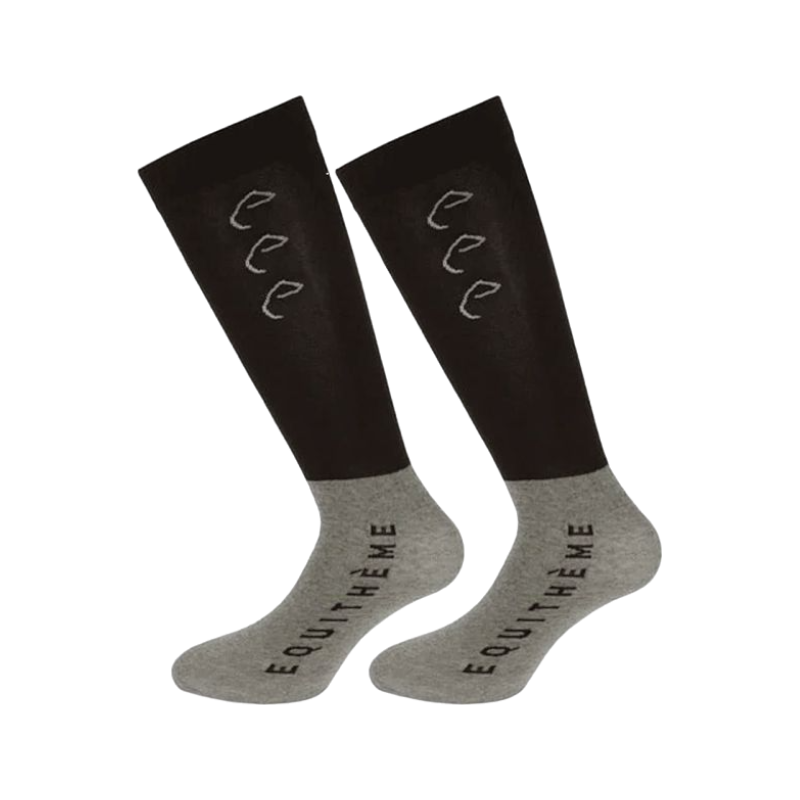 Equithème - Compet schwarz/graue Reitsocken (x2)