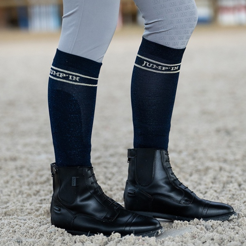 Jump'In - Chaussettes d'équitation Lurex marine | - Ohlala