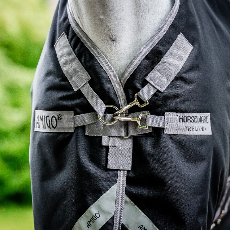 Horseware - Couverture d'extérieur Amigo Bravo 12 Plus noir/ titanium grey/ argent 400g