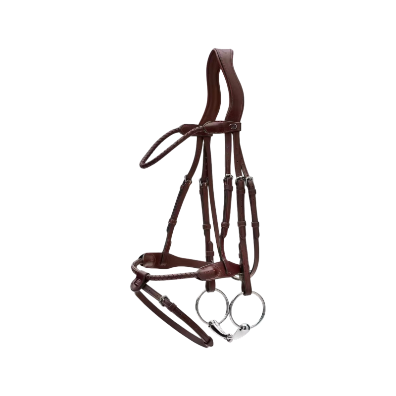 Dyon - Vlechtte teugel met afneembare neusriem Nieuwe Engelse Collectie bruin 