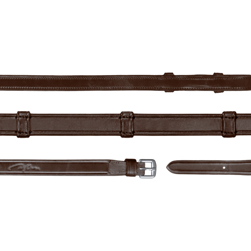 Dyon - Brown leather double reins 5/8 with 7 leather stops New English collection 