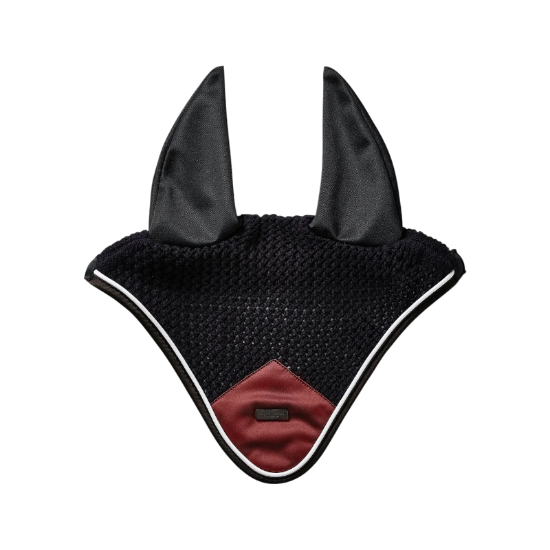 Equestrian Stockholm - Hoofdkap voor paarden Modern Luxe zwart/donkerrood 