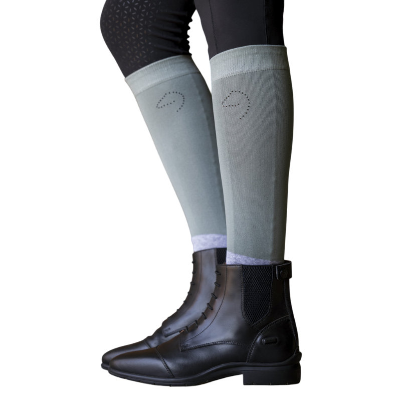 Equithème - Chaussettes d'équitation Compet Je t'aime vert sauge/ gris