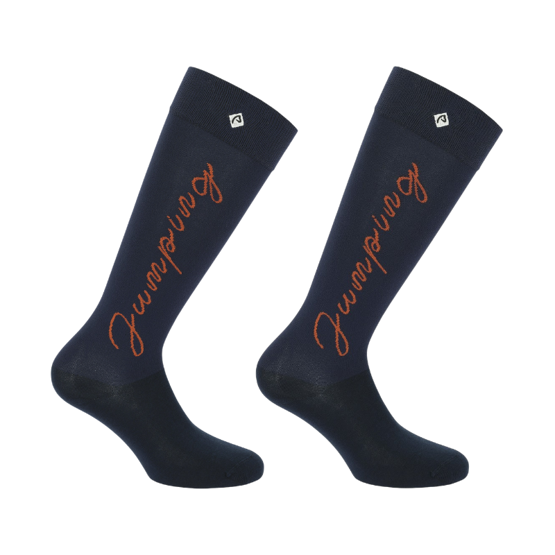 Equithème - Paardrijsokken Jump marine/ oranje (x1) 