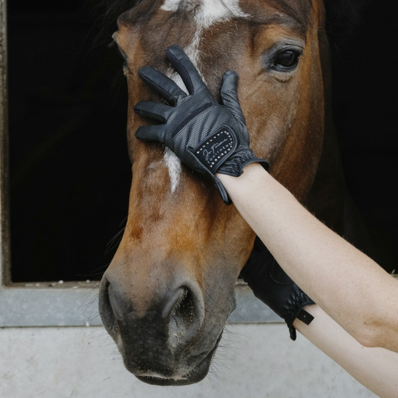 Equithème - Gants d'équitation Je t'aime Strass noir
