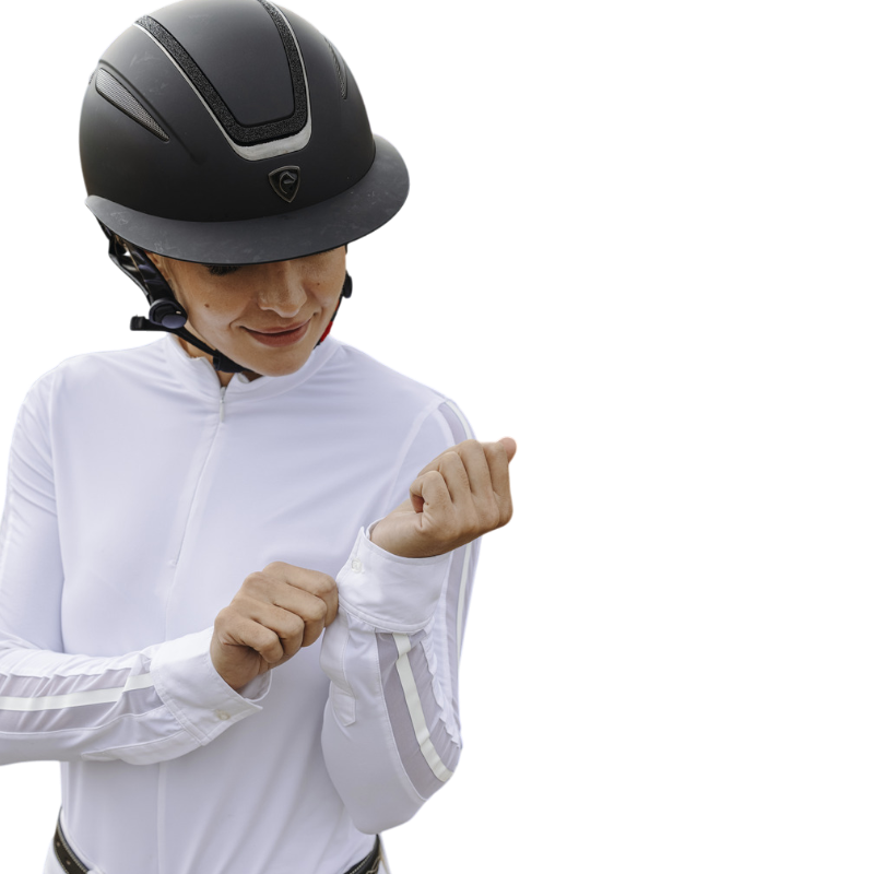 Equithème - Damen Langarm Polo Estoril Weiß 