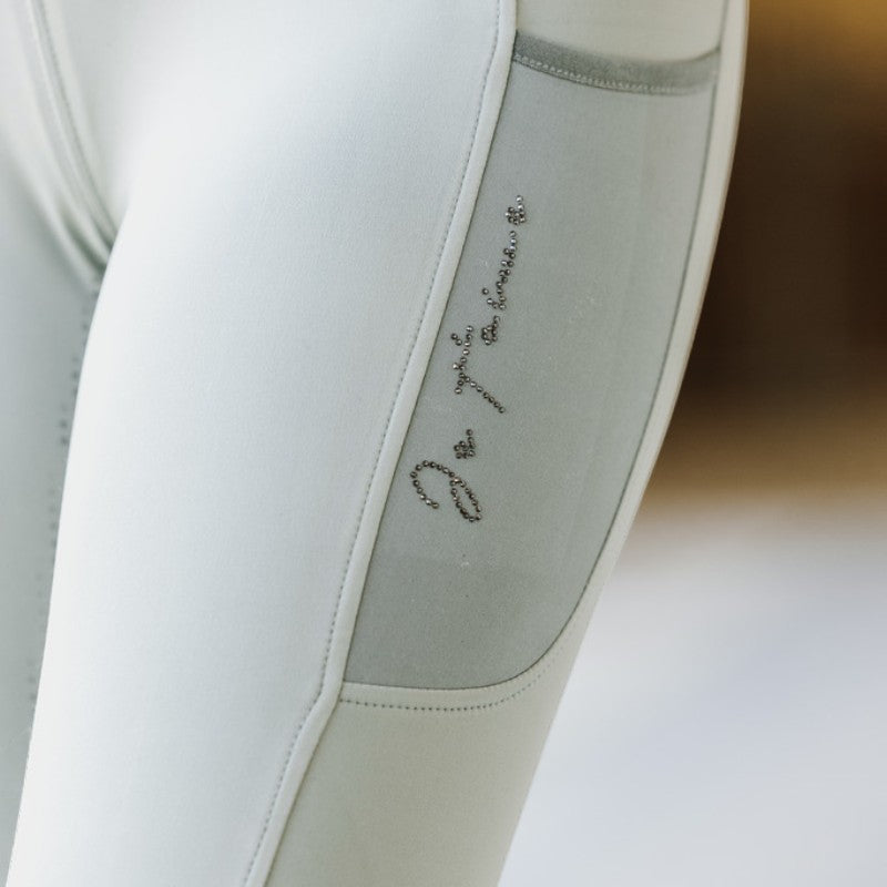 Equithème - Legging d'équitation femme pull-on Flora édition "Je t'aime" vert sauge | - Ohlala