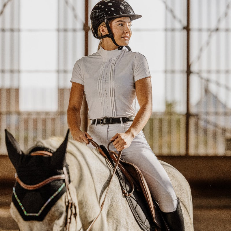 Equithème - Polo de concours manches courtes femme Dorla blanc | - Ohlala