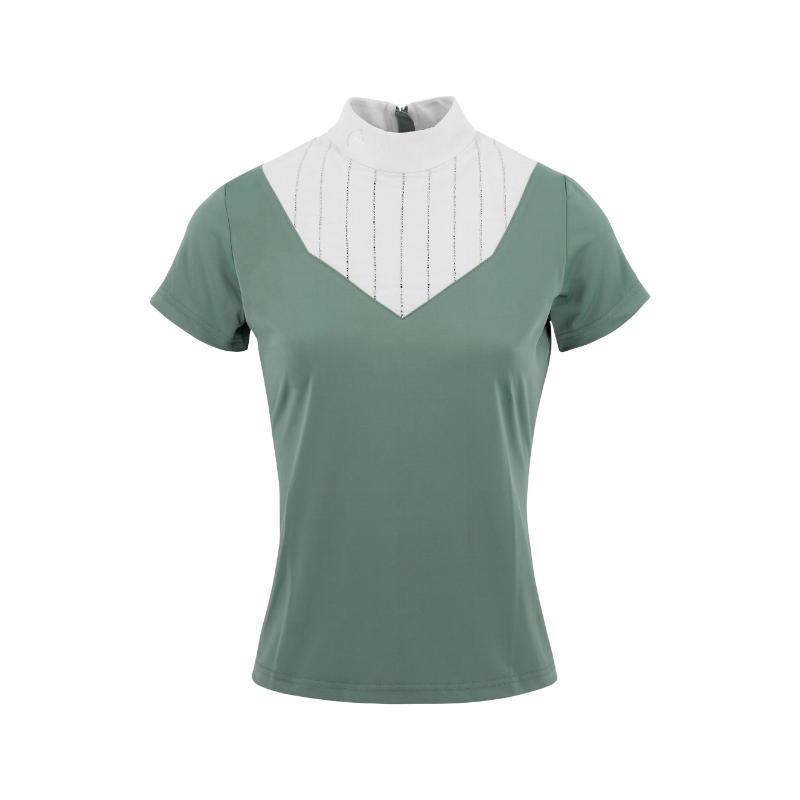 Equithème - Polo de concours manches courtes femme Funza vert sauge | - Ohlala