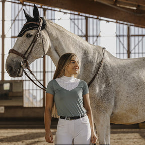 Equithème - Polo de concours manches courtes femme Funza vert sauge | - Ohlala