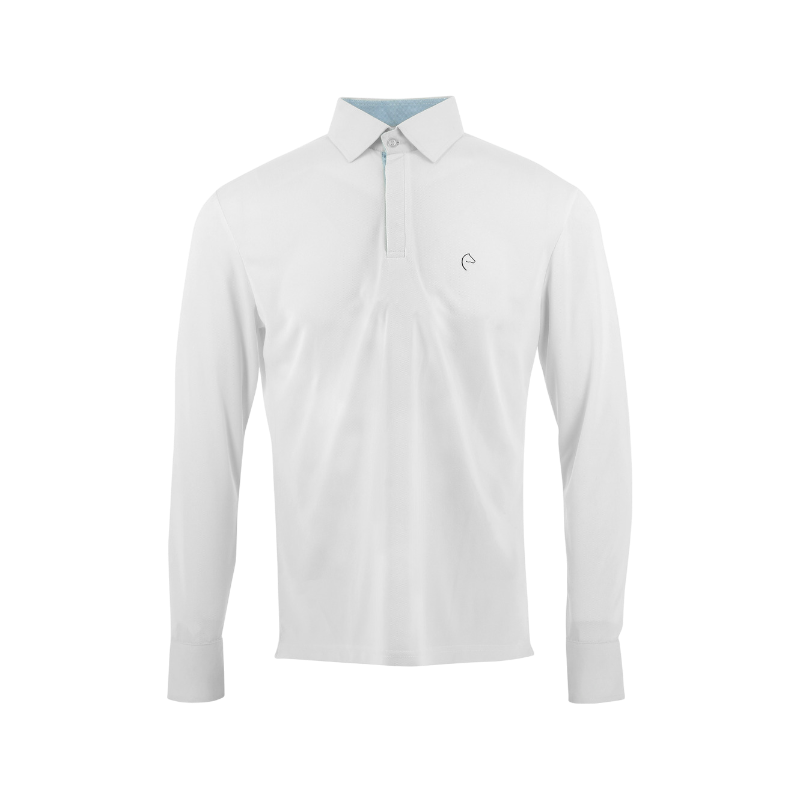 Equithème - Polo de concours manches longues mesh homme Dany blanc | - Ohlala