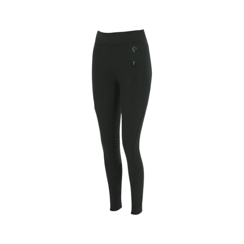 Equithème - Legging d'équitation femme softshell Dolomyt fond silicone noir