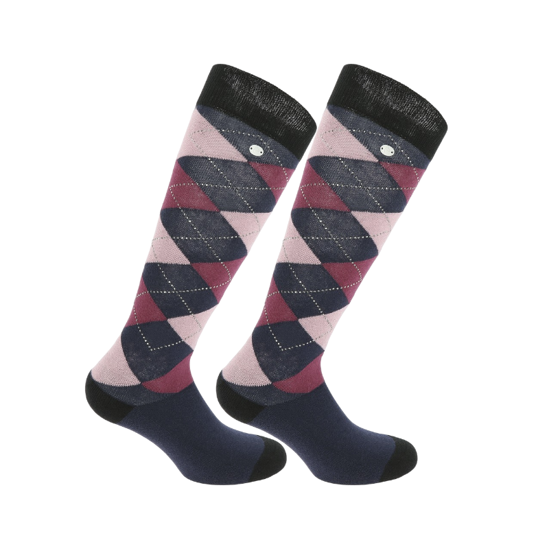 Equithème - Girly sokken lichtgrijs/ oudroze (x1) 