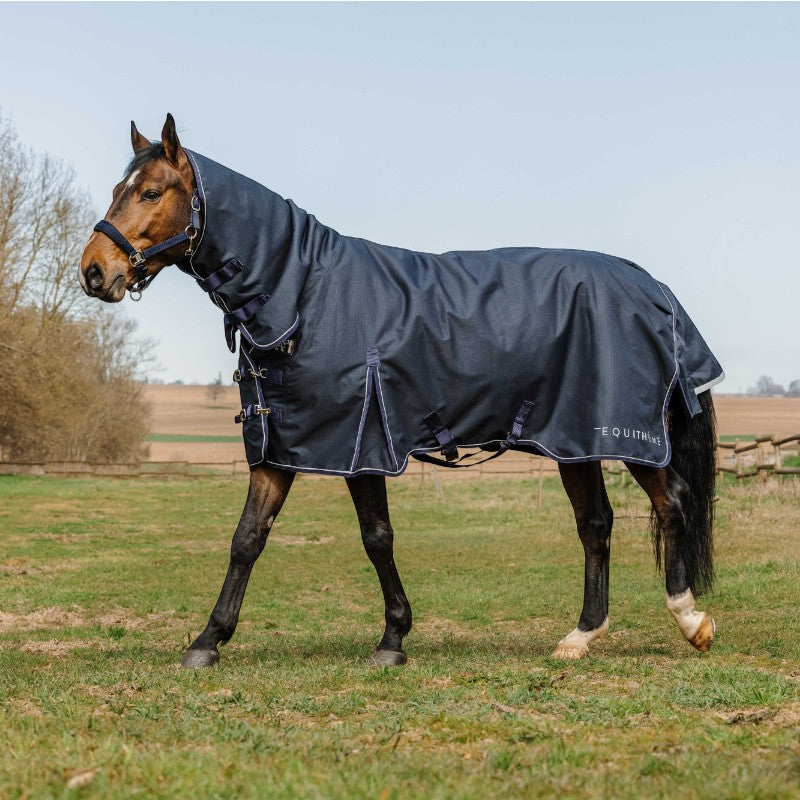 Equithème - Couverture d'extérieur Anatomic Combo 1200D 200g marine | - Ohlala