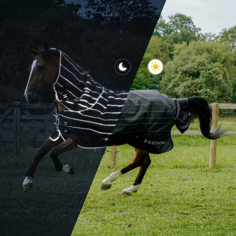 Equithème - Couverture d'extérieur Tyrex Lumin 600D noir 0g | - Ohlala
