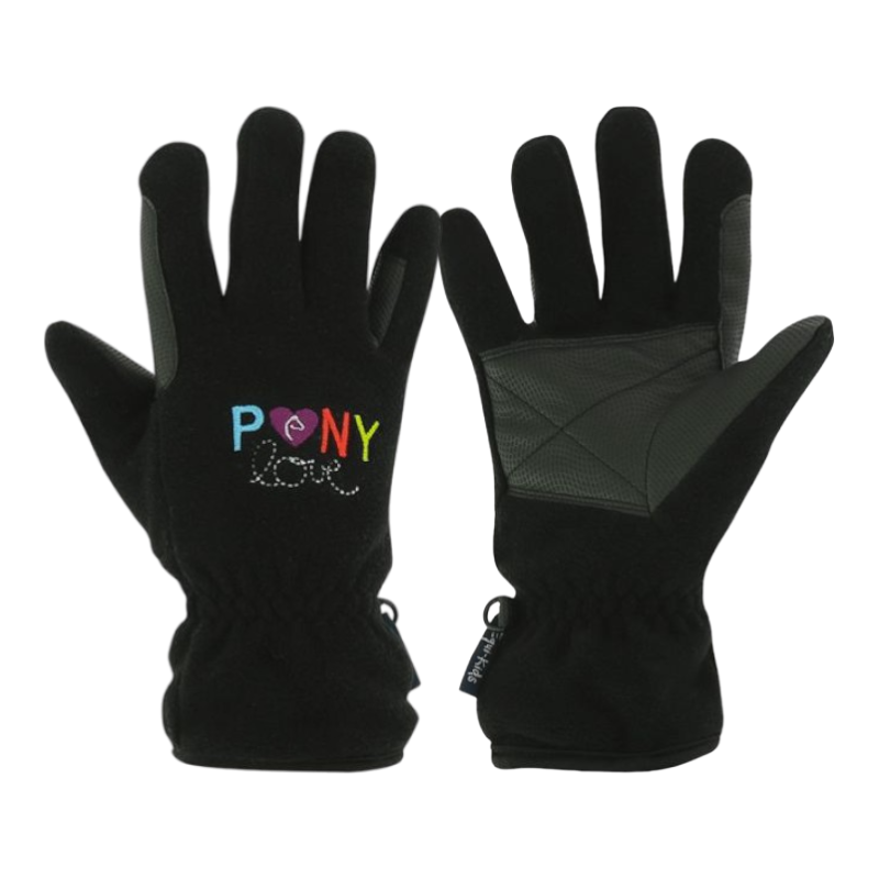 Equithème - Black pony love gloves