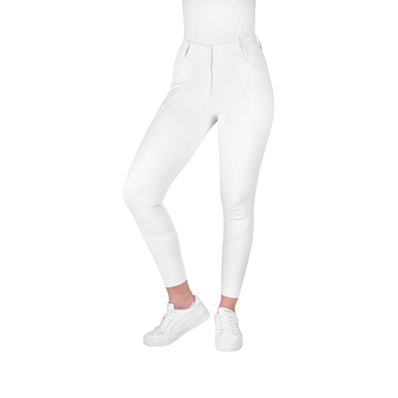 Equithème - Pantalon d'équitation enfant Elsa Je t'aime blanc | - Ohlala