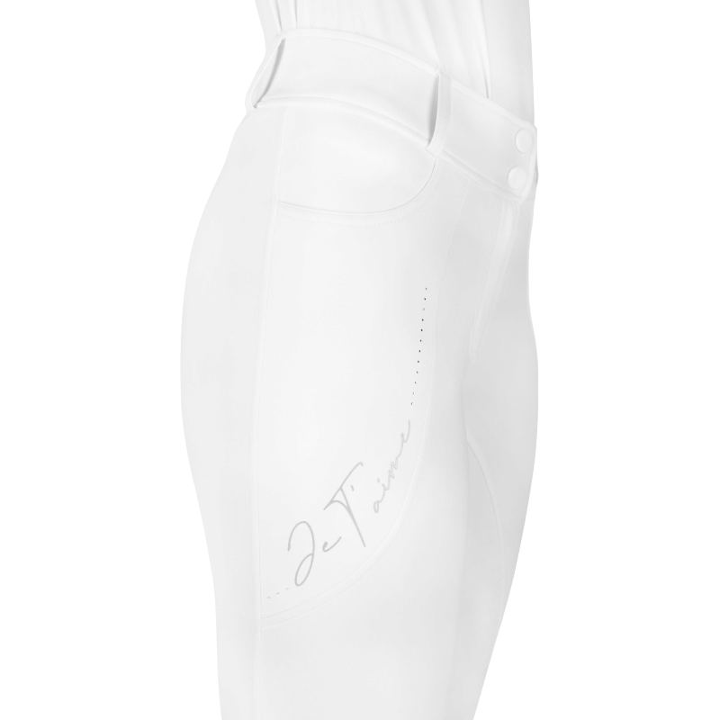 Equithème - Pantalon d'équitation enfant Elsa Je t'aime blanc | - Ohlala