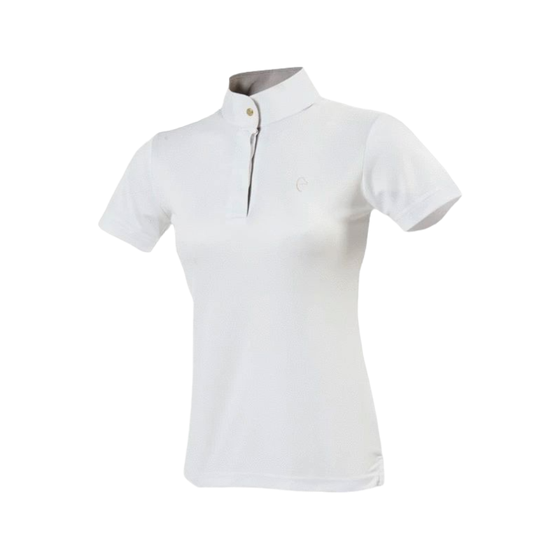 Equithème – Weißes Kurzarm-Poloshirt aus Mesh