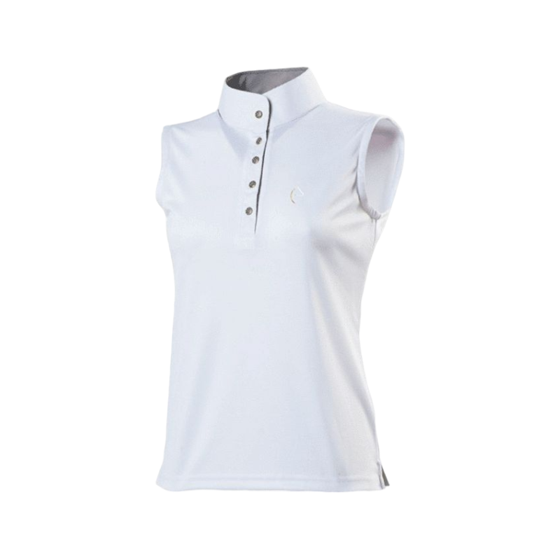 Equithème – Ärmelloses Mesh-Poloshirt Weiß