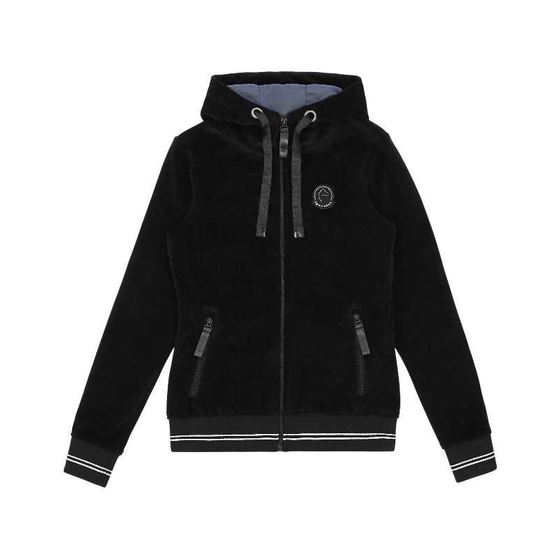 Equithème - Sweat zippé manches longues femme Je t'aime Coline noir