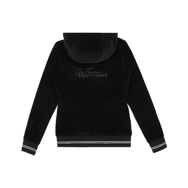 Equithème - Sweat zippé manches longues femme Je t'aime Coline noir
